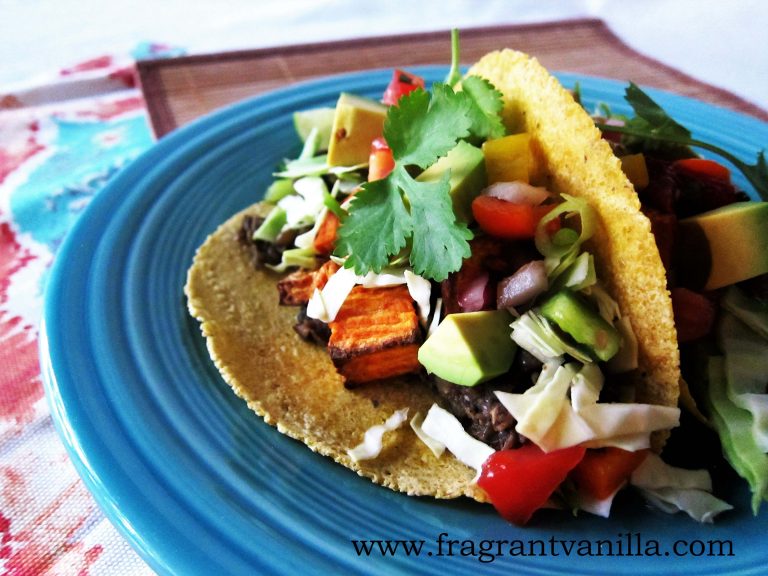 Vegan Lentil, Mushroom Yam Tacos | Fragrant Vanilla Cake