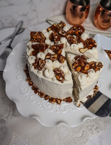 Vegan Almond Praline Cake | Fragrant Vanilla Cake